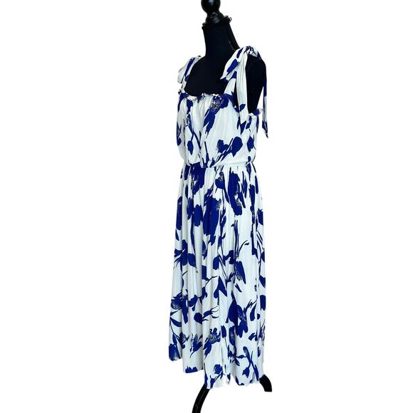 Jason Wu Floral Tiered Ruffle Midi Sundress Dress SIZE 10 Blue Designer $345 - Picture 9 of 11